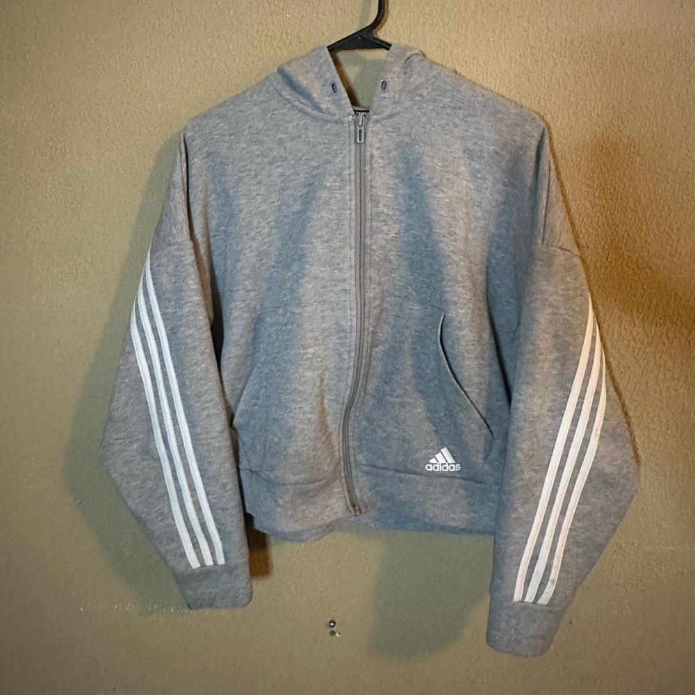 ADIDAS Cropped Zip Up Hoodie sz M